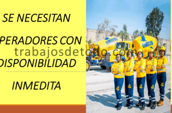 Nuevamente buscan operadores con disponibilidad. Contar con licencia